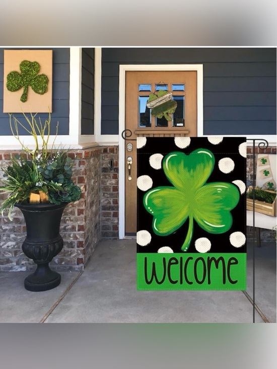 Other - Welcome Shamrock Door Flag - Green Polka Dot St. Patrick's Day Decor